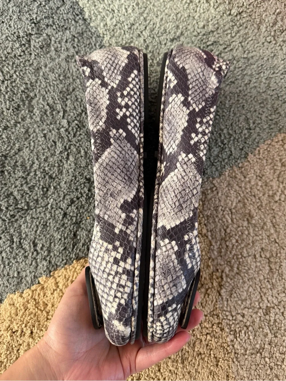 Tory Burch Stamped Snake Minnie Travel Ballet Metal Logo - Soft Nappa Leather
